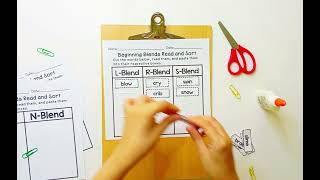 Blends Cut and Paste Worksheet Beginning and Ending Blends Phonics Activities Literacy Centers K 2