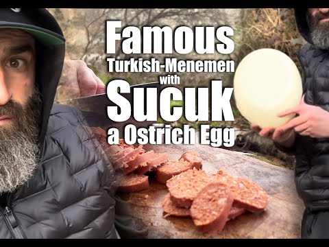 Famous Turkish-Breakfast:Menemen with Sucuk and a Ostrich Egg 🥚/Famous Moroccan Flatbread🇹🇷🇲🇦