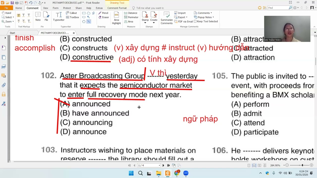(VIDEO 1) CẬP NHẬT ĐỀ TOEIC READING PART 5 NĂM 2026