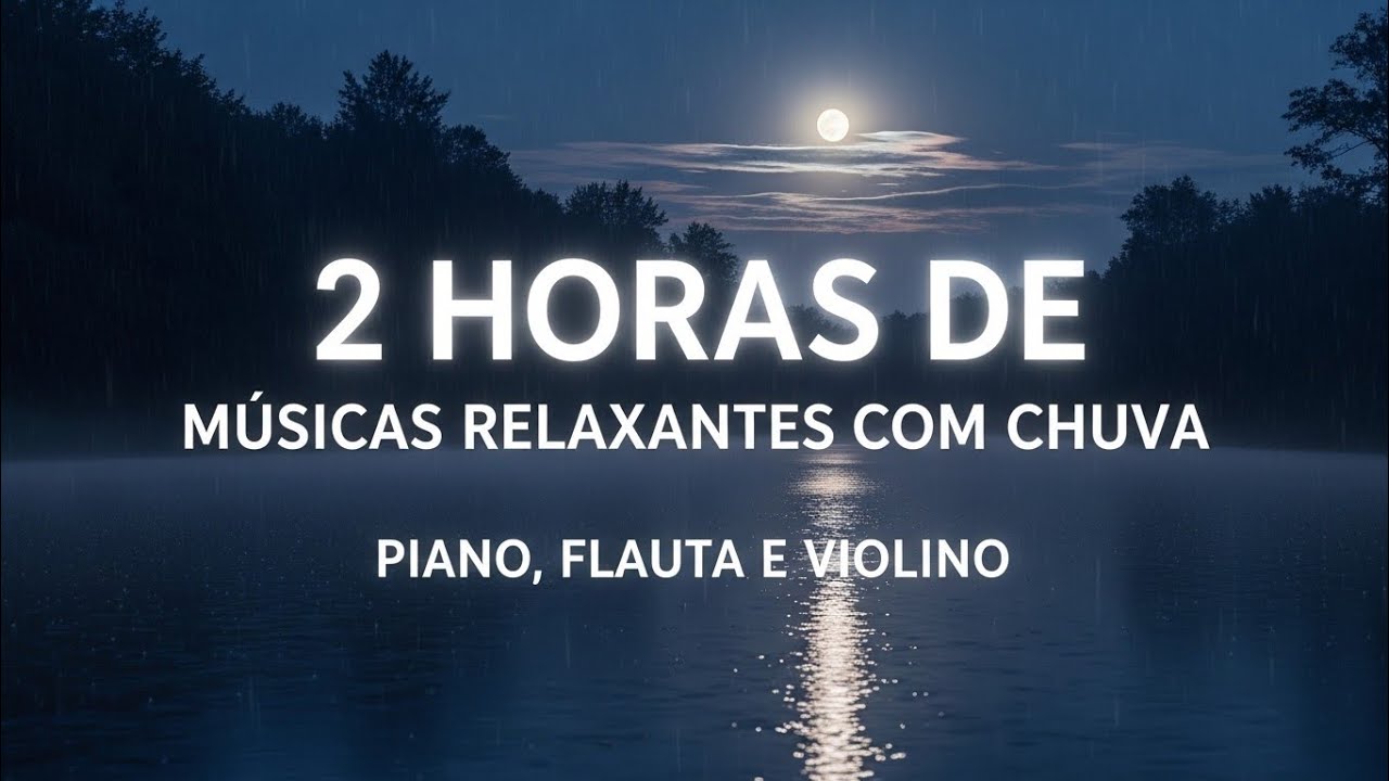 Noite Chuvosa com Piano, Flauta e Violino – 2 Horas para Dormir Profundamente
