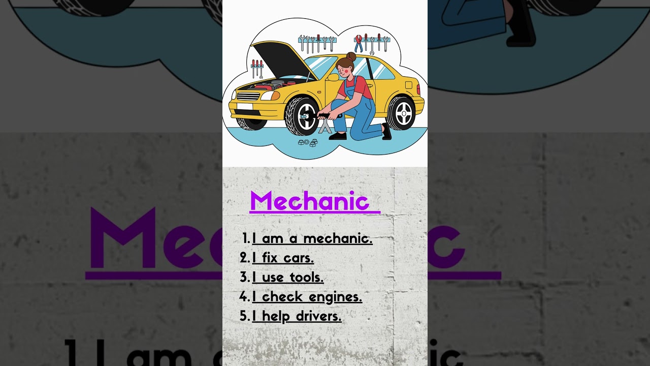 Mechanic - A Car Doctor !🔧🚗 II 5 Sentences speaking Practice I Learn English with Story I kids time