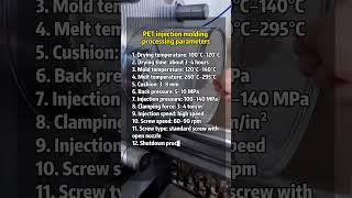 PET Injection Molding Processing Parameters