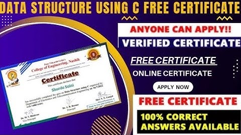 Data Structure Using C Free Certificate | Certificate Within 2min | Data Structure Free Certificate