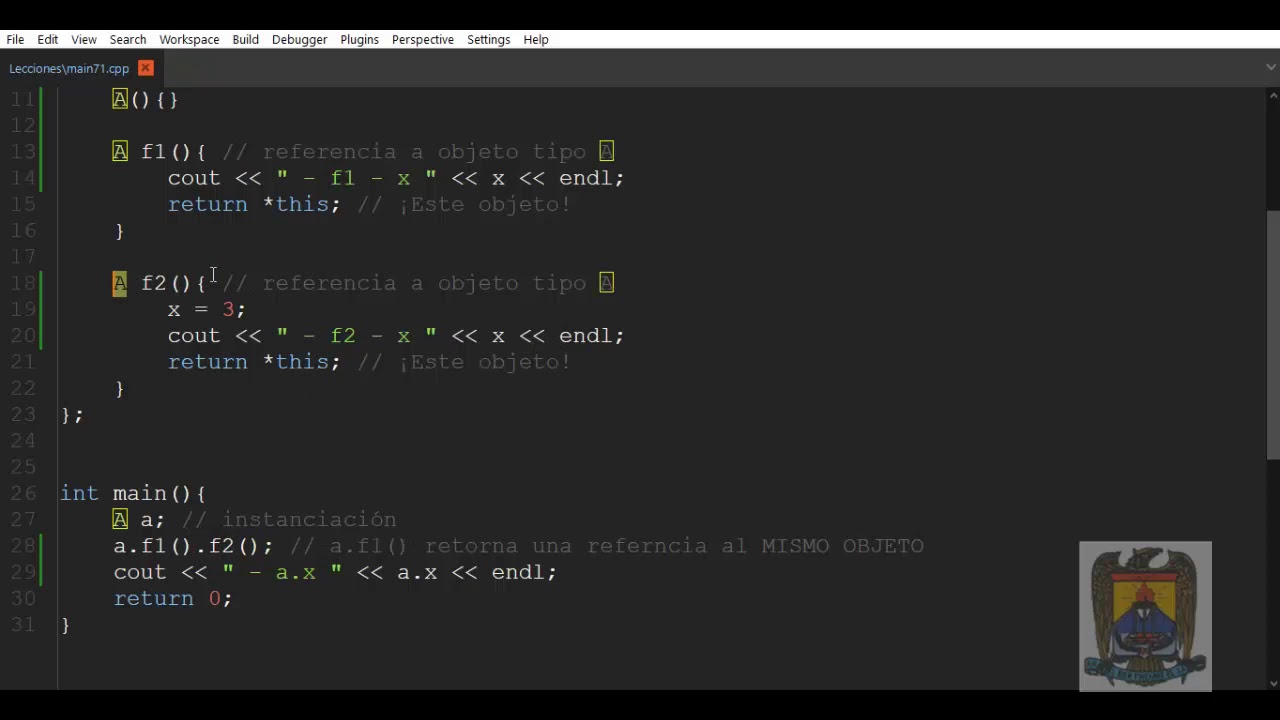 Uso del apuntador this y referencias en C++ - YouTube