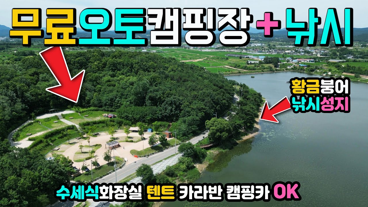 의성 효천지 텐트 카라반 캠핑카 OK , 7성급 무료 오토캠핑장 캠핑 차박 수세식화장실, 낚시 여름휴가  황금붕어가 나온다는 캠낚천국 착한마을, 시원한 나무그늘 아래 캠낚