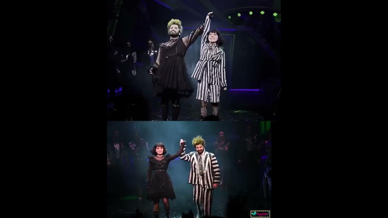 Alex Brightman & Elizabeth Teeter swapped COSTUMES & BOWS at Beetlejuice on Halloween!!!