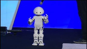 Intel CEO Brian Krzanich introduces the Code Conference crowd to Jimmy the 3-D printed robot