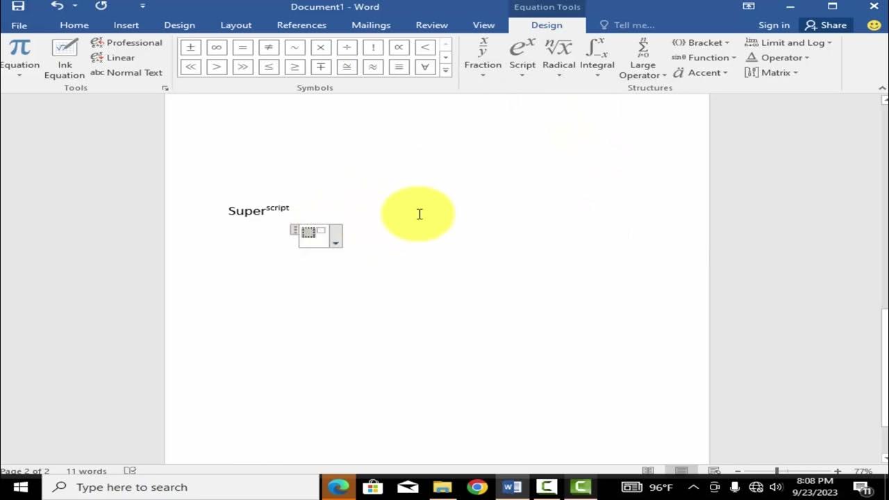 How to shortcut for superscript in word formula using youtube