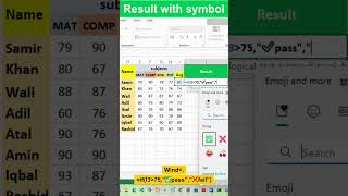 "Excel Symbols Trick 🤯 | Show Pass/Fail Instantly!" #tips #tricks #excel #shorts #viral #learnexcel