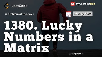 1380. Lucky Numbers in a Matrix using Java | Leetcode | 19 July 2024 | Array | Matrix | Java