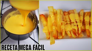 Queso amarillo 🧀derretido para nachos o papas fritas 🍟( MEGA FACIL )