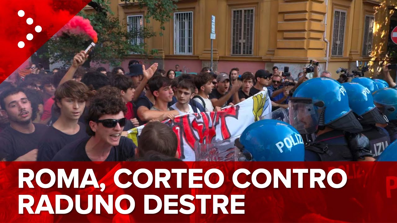 LIVE: Roma, tensione al corteo contro raduno destre sovraniste: diretta video