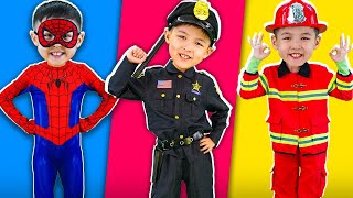 Policeman Spiderman And Fireman Song  City Heros Save Lollipop  New Nursery Rhymes  Kids 