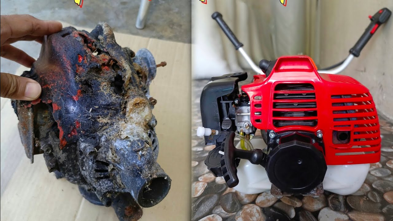 Baik pulih mesin rumput TB33 dari jenis mesin rumput galas ke jenis straight shaft.