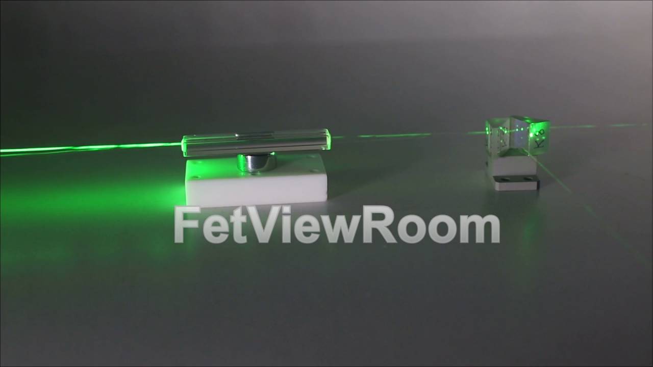 Continuous wave green laser propagates through the optical components. Laser Safety