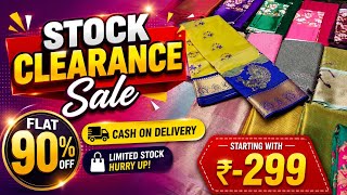 🛑Stock Clearance Sale All Sarees Mix Collection FLAT 90% OFFER #puresilk#silksaree#sareelive screenshot 4