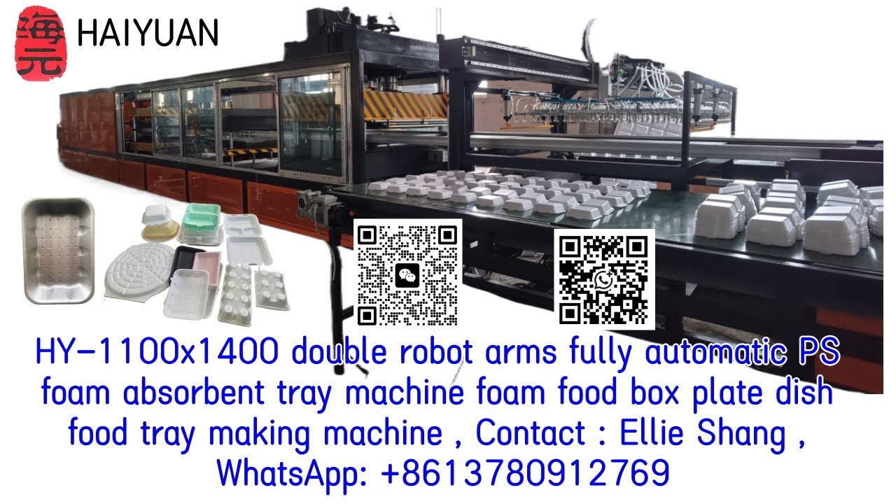 HY 1100x1400 fully automatic PS foam absorbent tray machine foam food box plate dish tray machine