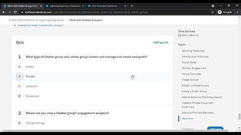 Chatter Administration for Lightning Experience module--  Work with Chatter Groups Unit