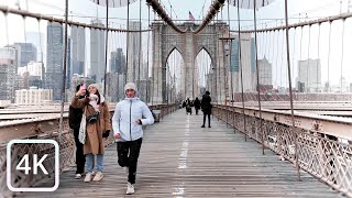 【4K】First Snow on the Brooklyn Bridge: Strolling from Brooklyn to Manhattan in NYC