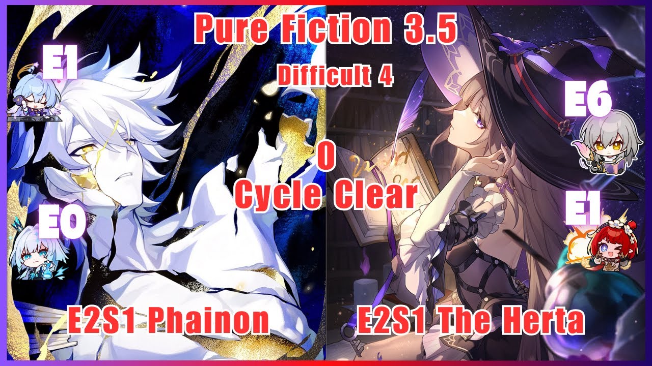 Pure Fiction 3.5 - E2S1 Phainon & E2S1 The Herta  0 Cycle Clear | Honkai Star Rail