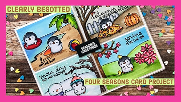 Clearly Besotted Stamps | Four Seasons Card with Copic Markers