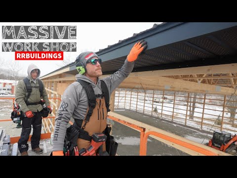 Building a Massive Work Shop: Ep.10 Soffit and Fascia in a Snow Storm