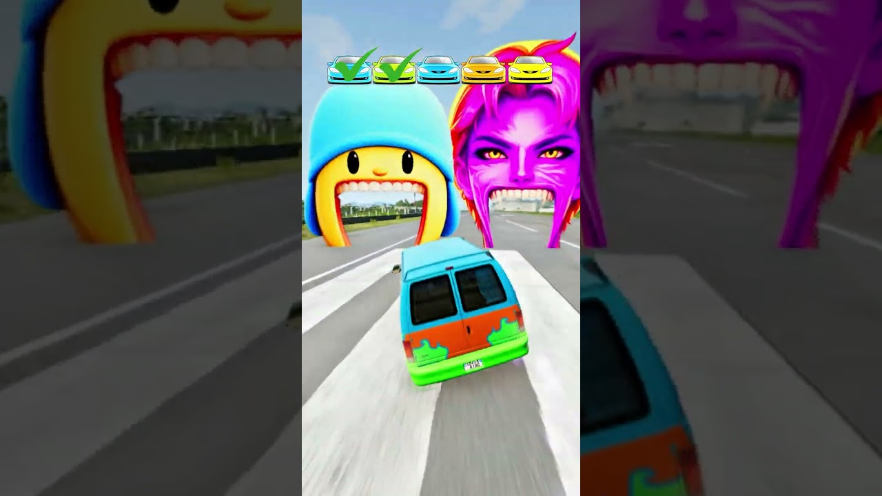 Big vs Small Cars Crash Test vs Rumi, Pocoyo & Abby Sajja 🚗💥 | BeamNG Drive Realistic Destruction