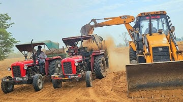 Jcb 3Dx Xpert Backhoe Loading Field Mud | 2 Massey and Eicher 380 Tractor with Trolley |Jcb Tractor