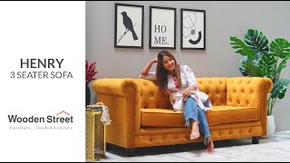 Henry 3 Seater Sofa (Velvet, Chestnut Brown) | Latest Sofa Set Designs | Woodenstreet | 2023