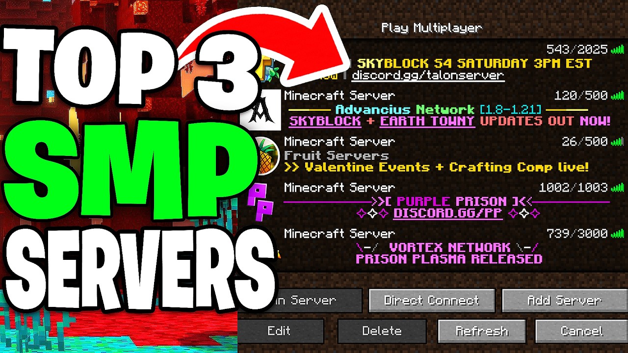 Top 3 BEST Minecraft Survival SMP Servers To Join 2026 (Bedrock/Java ...