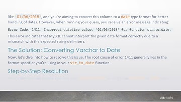 Converting varchar to Date in MySQL: Solving Error 1411