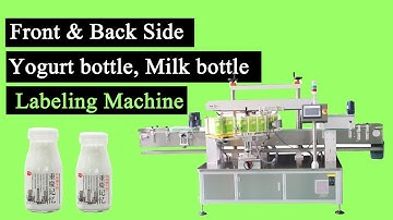 Round bottle labeling machine / two side label applicator for yogurt, milk bottle