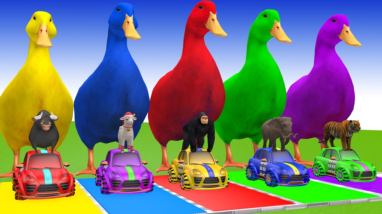 Long Slide Game With Cow Elephant Gorilla Hippopotamus Tiger 3d Animal Game Funny 3d Animals