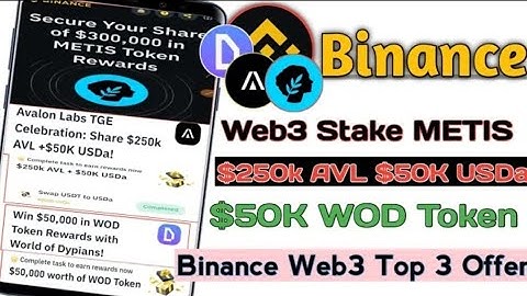 Binance Web 3 Wallet Metis Airdrop || Join and Earn a Share of $300,000 in $METIS Token Rewards