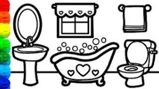 Coloring Pages Bathrooms l Bath Tub l Toilet Drawing Pages To Color For Kids, Magic Hand