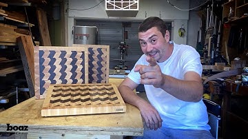 Making of a 3D End Grain Cutting Board Bookshelf Pattern by Boaz.Woodwork