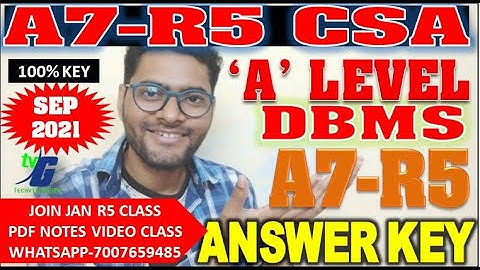 A7-R5 A LEVEL DBMS ANSWER KEY SEPTEMBER 2021 SOLUTION A7-R5 MODULE DBMS 100% KEY