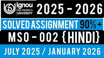 MSO 002 SOLVED ASSIGNMENT 2025-26 | MSO 02 SOLVED ASSIGNMENT 2025 -26 IN HINDI | MSO 2 ASSIGNMENT 