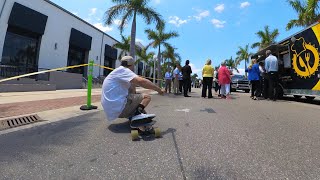 Longboard cruising Centennial Park Fort Myers Florida