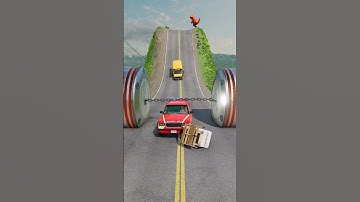 Police Chase Car & School Bus vs Chained Hydraulic Crush - BeamNG.Drive