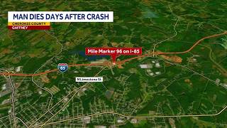 NC man injured in I-85 crash in Gaffney dies, coroner says