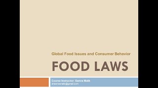 Food Laws (Lecture by Samra Malik) - Part 1