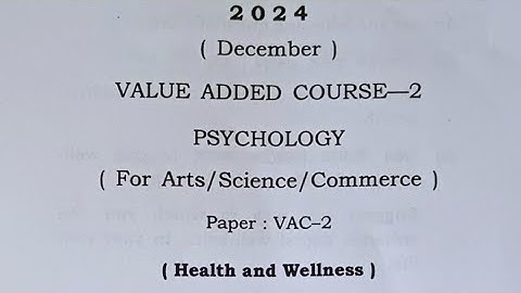 BA/BSC/BCOM 1st sem FYUGP VAC-2 Health and Wellness 2024 question paper Dibrugarh University 