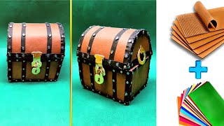DIY/ durable and low cost :How to make treasure box with cardboard