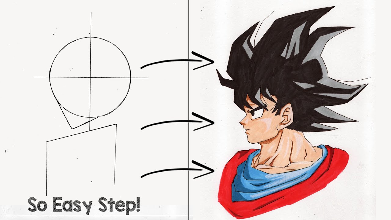 How to draw GOKU (Dragonball) step by step, EASY 