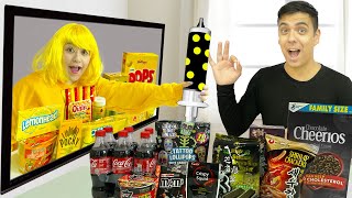 ASMR MUKBANG BLACK VS YELLOW FOOD CHALLENGE| EATING ONLY 1 COLOR FOOD AND SWEET BY SWEEDEE