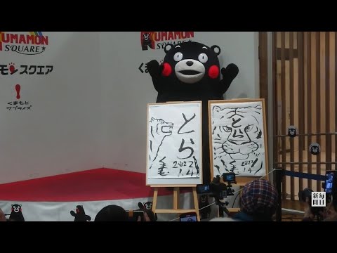 上手だった？　くまモンが寅の「書き初め」を披露　熊本