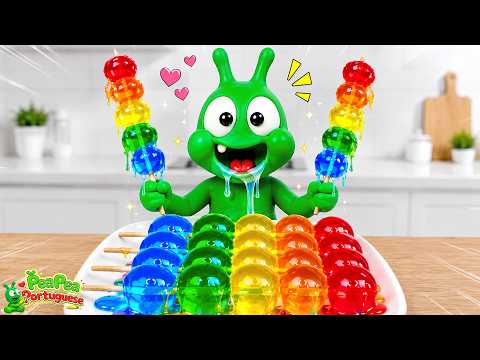 Pea Pea Faz Espetinhos Arco Íris que Derretem Sozinhos 🌈🍡 Desenho Animado para Crianças