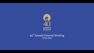 Shri Mukesh D. Ambani, CMD of RIL, speaking at the company’s 40th AGM.