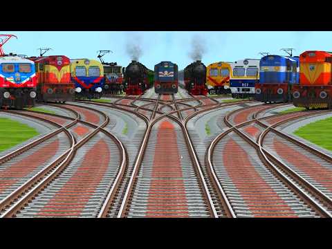 11 Steam,Diesel, Electric Trains Crossing By Very Hard Curve Branches Railroad | dummy trains
